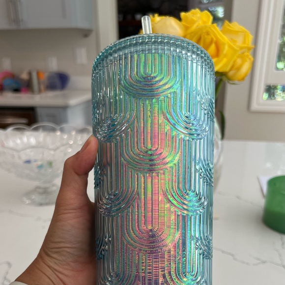 Starbucks 2022 Spring Mermaid Iridescent Holographic Wave  - Plastic Cold Cup - - Picture 4 of 7